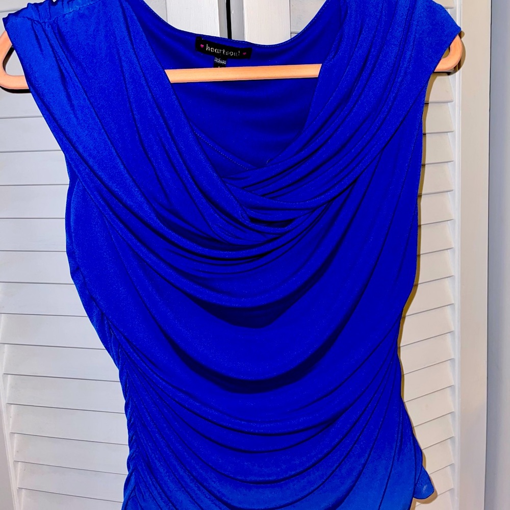 Blue Scoop Neck Blouse
